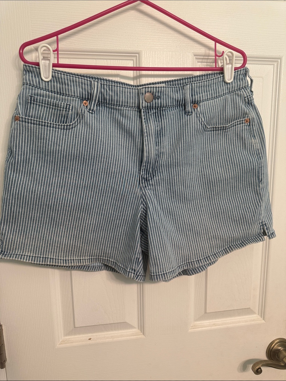 Dear John Blue and White Striped Jean Shorts